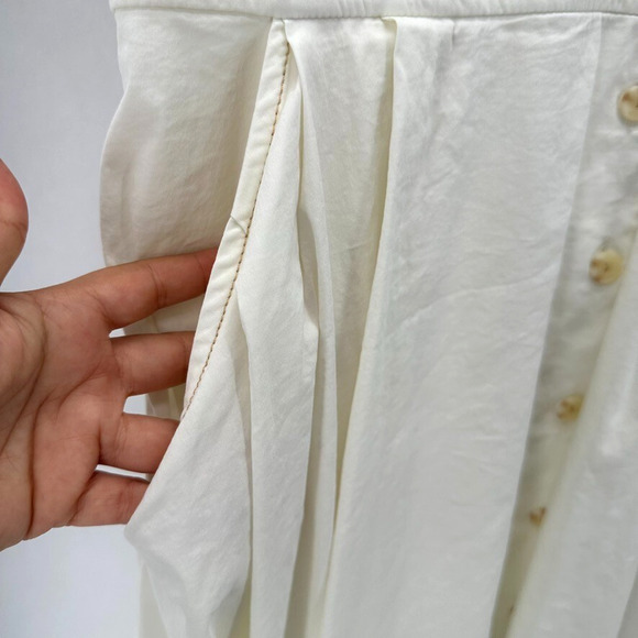 Maeve Poplin Midi Shirt Dress Womens 8 Ivory Front Slit Preppy Old Money Cottage - Picture 10 of 11